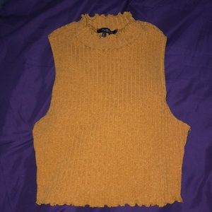 Ribbed mustard cropped tank